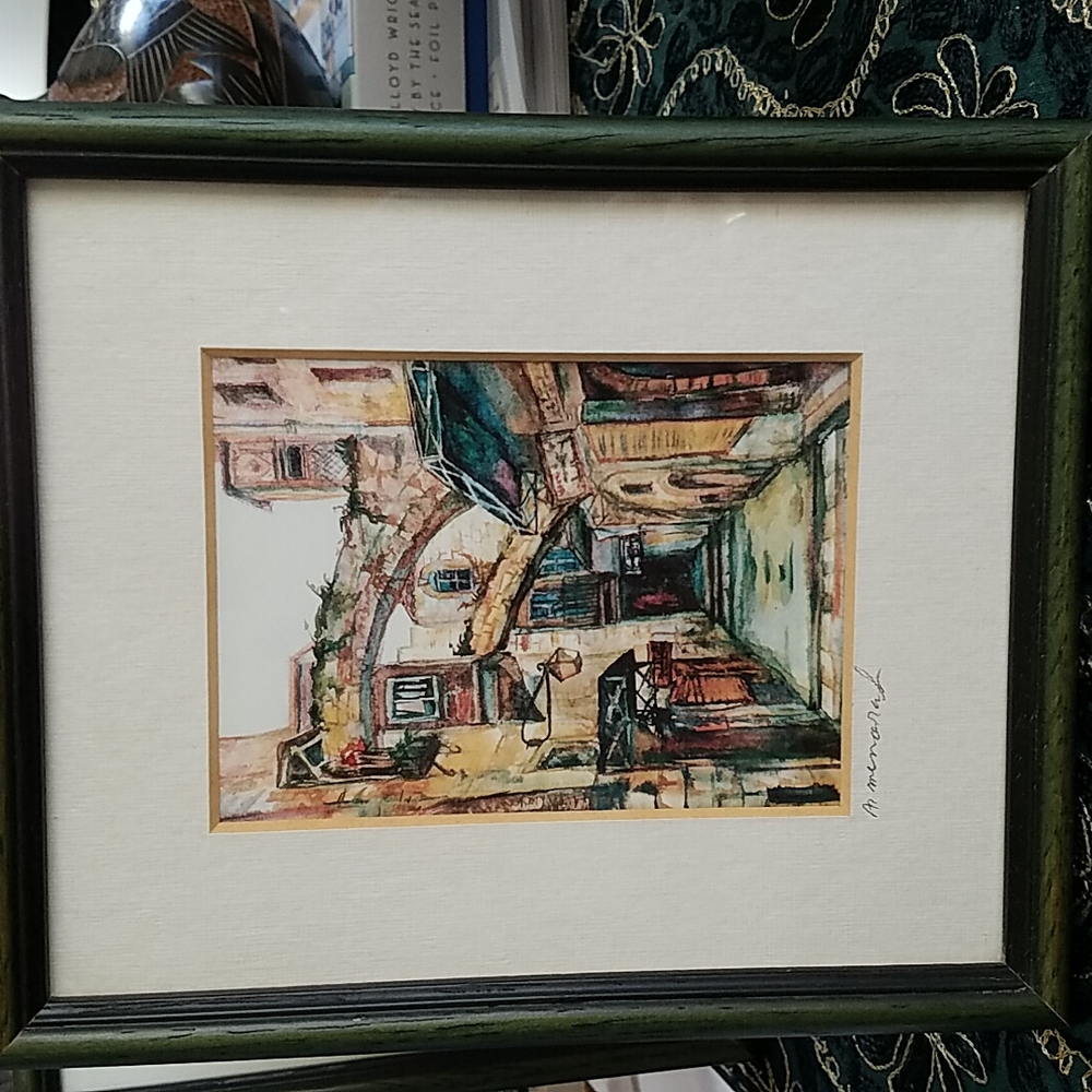 Original watercolors of old city Jerusalem. Mattes are signed by the artist.